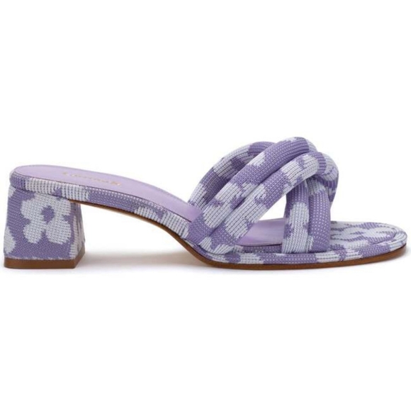 Larroude Laguna Sandals Lilac Lavender Purple Floral Slides Mules size 9.5 - Picture 1 of 7